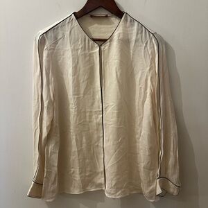 Carolina Herrera Ivory Top with Black Piping